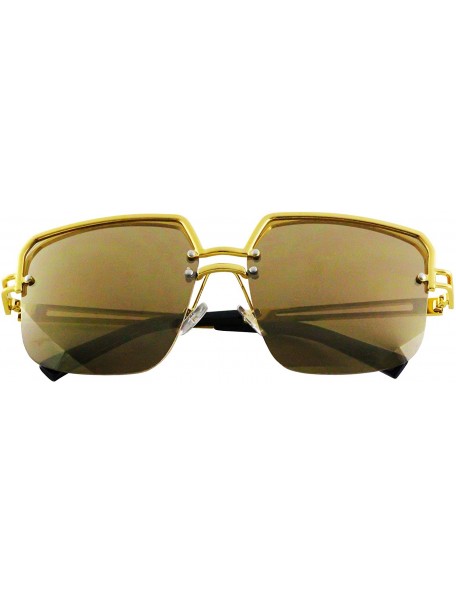 Square Design Double Bridge Square Metal Frame Vintage Fashion Sunglasses - Gold - C518TLDSXGT $8.55