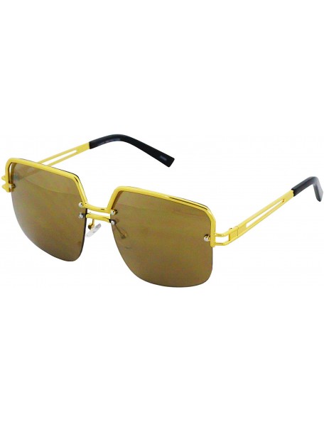 Square Design Double Bridge Square Metal Frame Vintage Fashion Sunglasses - Gold - C518TLDSXGT $8.55