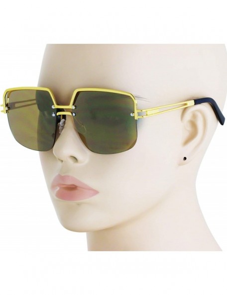 Square Design Double Bridge Square Metal Frame Vintage Fashion Sunglasses - Gold - C518TLDSXGT $8.55