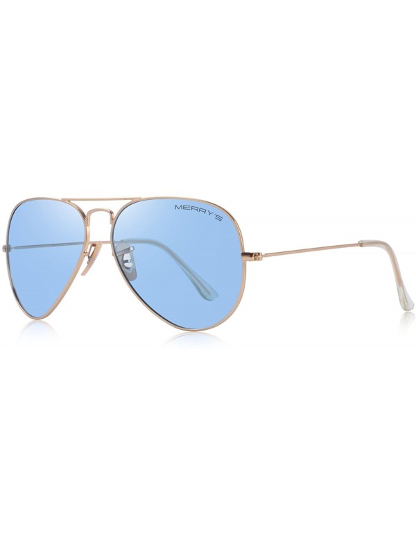Aviator Classic Men Polarized sunglass Pilot Sunglasses for Women 58mm S8025 - Transparent Blue - C718DLQEWNY $14.68