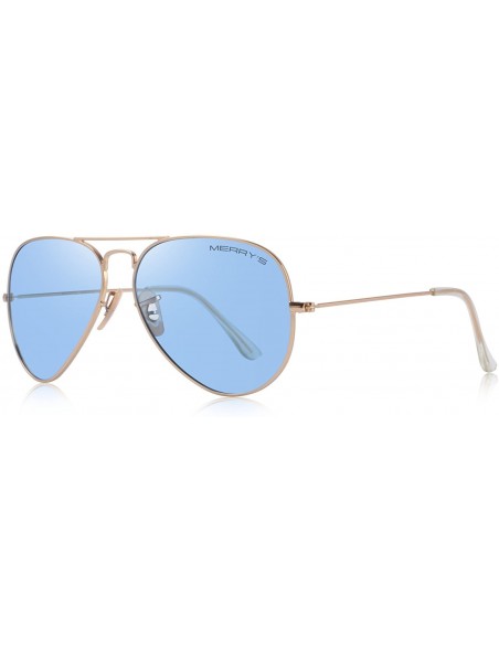 Aviator Classic Men Polarized sunglass Pilot Sunglasses for Women 58mm S8025 - Transparent Blue - C718DLQEWNY $14.68