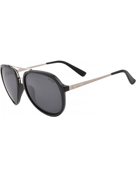 Oversized Polarized Shortsighted Sunglasses Eyeglasses SH5003 - Gloss Black Frame Wth Silver Legs - C61933IX8Y8 $25.25