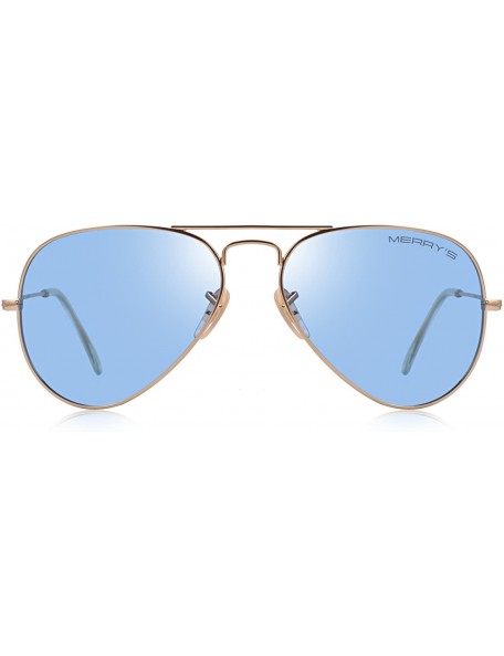 Aviator Classic Men Polarized sunglass Pilot Sunglasses for Women 58mm S8025 - Transparent Blue - C718DLQEWNY $14.68