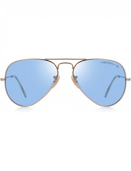 Aviator Classic Men Polarized sunglass Pilot Sunglasses for Women 58mm S8025 - Transparent Blue - C718DLQEWNY $14.68