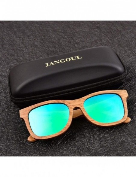 Aviator Bamboo Wood Polarized Sunglasses For Men & Women - Temple Carved Collection - C218S49LZ3W $23.43