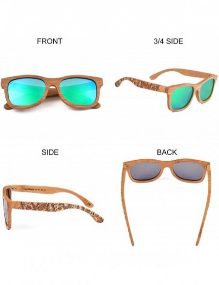 Aviator Bamboo Wood Polarized Sunglasses For Men & Women - Temple Carved Collection - C218S49LZ3W $23.43