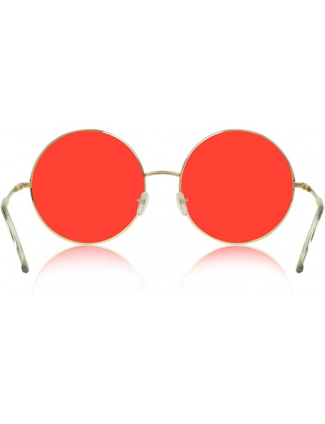 Round Super Oversized Round Sunglasses Hippie Color Lens Retro Circle Glasses - 1 Red - CZ18ZG6LT8W $13.22