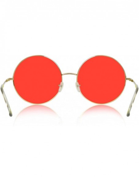 Round Super Oversized Round Sunglasses Hippie Color Lens Retro Circle Glasses - 1 Red - CZ18ZG6LT8W $13.22