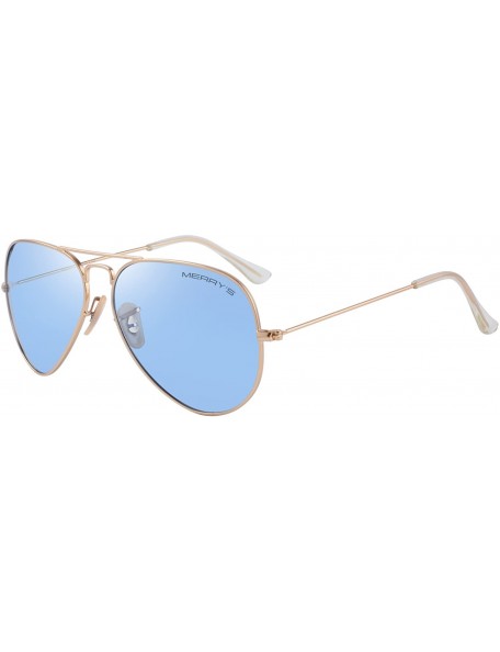 Aviator Classic Men Polarized sunglass Pilot Sunglasses for Women 58mm S8025 - Transparent Blue - C718DLQEWNY $14.68