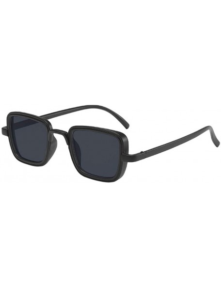 Square UV Protection Sunglasses for Women Men Full rim frame Square Acrylic Lens Metal Frame Sunglass - Black - C61902QK9SD $...