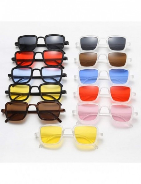 Square UV Protection Sunglasses for Women Men Full rim frame Square Acrylic Lens Metal Frame Sunglass - Black - C61902QK9SD $...