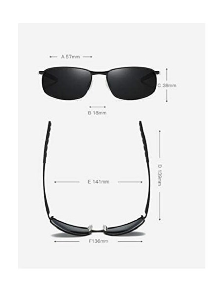 Rectangular Polarized Sunglasses Driving Photosensitive Glasses 100% UV protection - Black/Black - CK18QCC8TEC $15.31