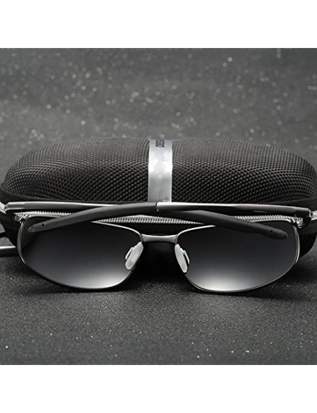 Rectangular Polarized Sunglasses Driving Photosensitive Glasses 100% UV protection - Black/Black - CK18QCC8TEC $15.31