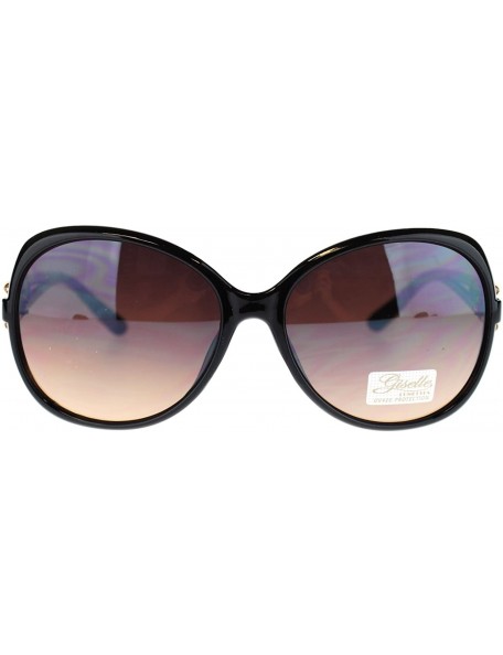 Square Giselle Rhinestone Oversized Round Butterfly Womens Sunglasses - Black Gold - C411NFZRQRT $11.29