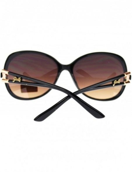 Square Giselle Rhinestone Oversized Round Butterfly Womens Sunglasses - Black Gold - C411NFZRQRT $11.29