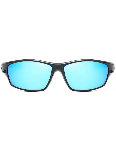 Wrap Sport Polarized Sunglasses for Men UV Protection Driving Fishing Sun Glasses D620 - Black/Blue - C218W477555 $17.40