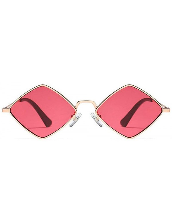Square Fashion Personality Small Frame Metal Sunglasses Brand Designer Female sun glasses - Red - CK18UY9WD2S $13.28