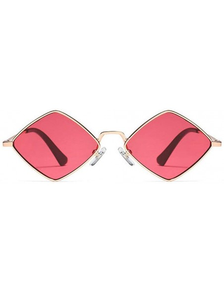 Square Fashion Personality Small Frame Metal Sunglasses Brand Designer Female sun glasses - Red - CK18UY9WD2S $13.28