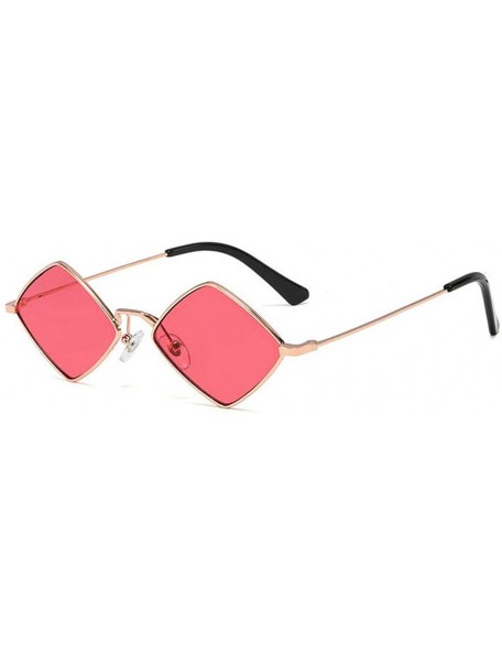 Square Fashion Personality Small Frame Metal Sunglasses Brand Designer Female sun glasses - Red - CK18UY9WD2S $13.28