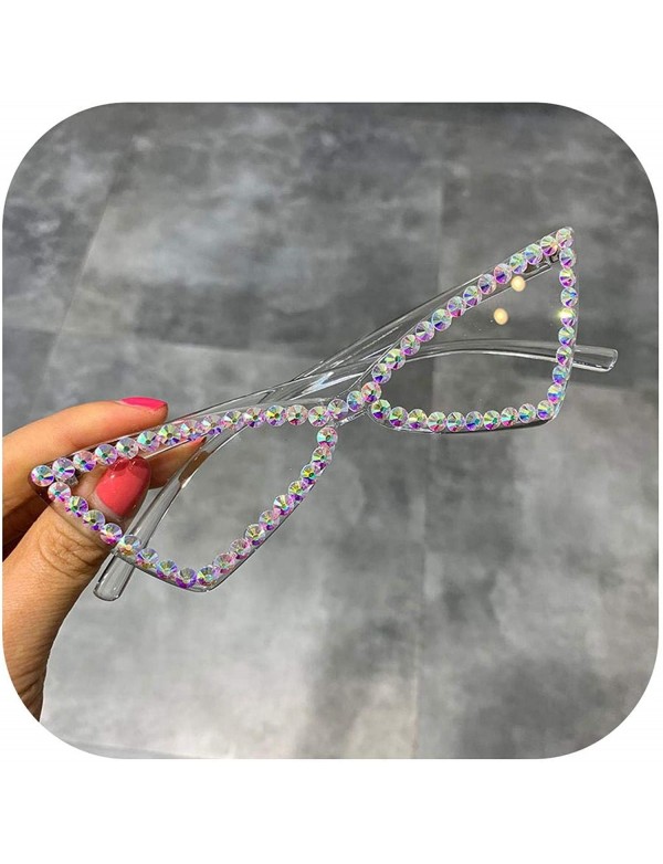 Cat Eye Sexy Cat Eye Sunglasses Women RimlVintage Rhinestone Sun Glasses Candy Color Eyewear Triangle Shades UV400 - CH197A2W...