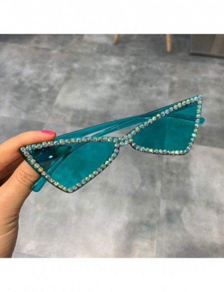 Cat Eye Sexy Cat Eye Sunglasses Women RimlVintage Rhinestone Sun Glasses Candy Color Eyewear Triangle Shades UV400 - CH197A2W...