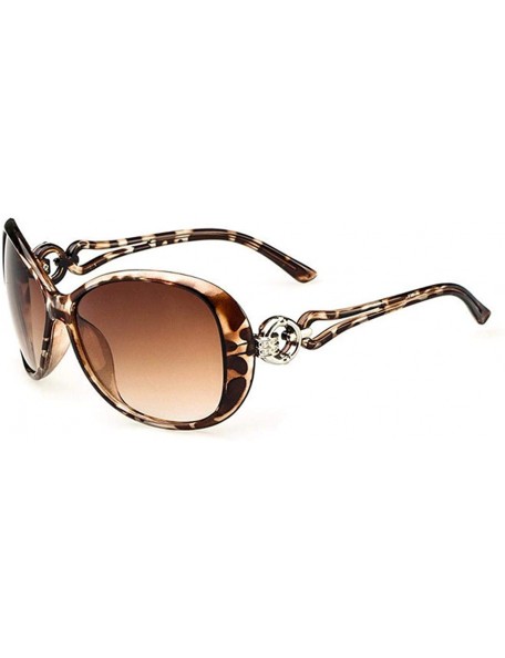 Oval Women Fashion Oval Shape UV400 Framed Sunglasses Sunglasses - Leopard - CC18W443RCX $9.50