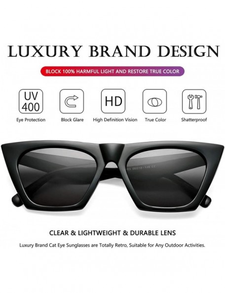 Oversized Women's Square Cat Eye Sunglasses Vintage Cateye Frame UV400 Protection Lens - A1 Black/Grey - CQ18S28QW3R $13.14