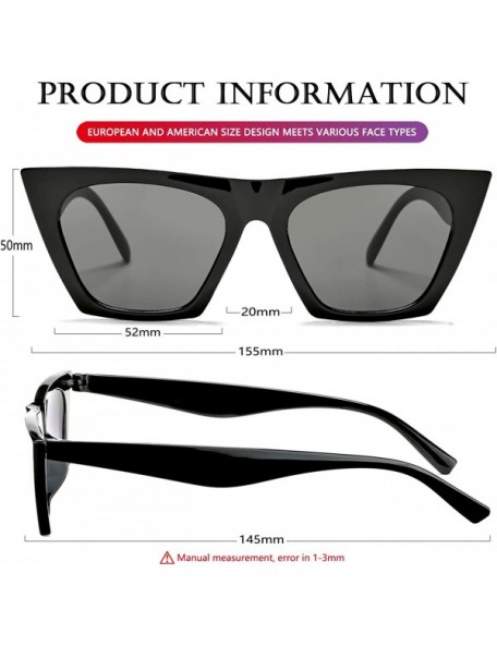 Oversized Women's Square Cat Eye Sunglasses Vintage Cateye Frame UV400 Protection Lens - A1 Black/Grey - CQ18S28QW3R $13.14