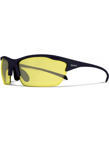 Sport Alpha Navy Blue Running Sunglasses with ZEISS P2140 Yellow Tri-flection Lenses - C018KN5KAX0 $13.62
