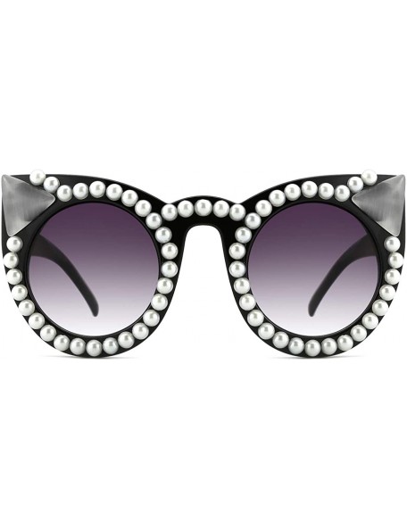 Sport Oversized Sunglasses for Women Handmade Jeweled Cateye Rectangle Sunglasses - 02-pearl - C81824ATZ57 $45.03