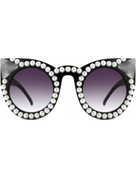 Sport Oversized Sunglasses for Women Handmade Jeweled Cateye Rectangle Sunglasses - 02-pearl - C81824ATZ57 $26.42