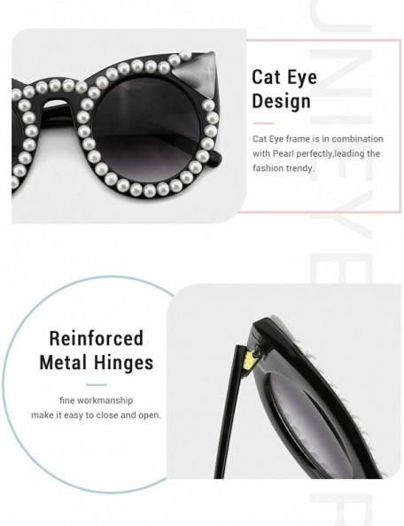 Sport Oversized Sunglasses for Women Handmade Jeweled Cateye Rectangle Sunglasses - 02-pearl - C81824ATZ57 $26.42