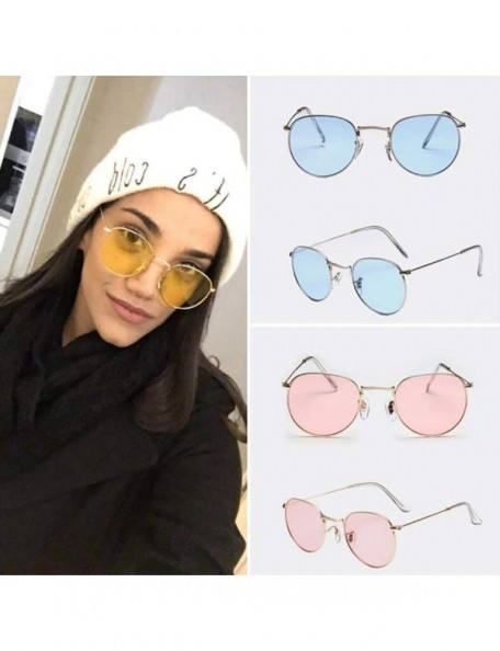 Round Colorful Round Sunglasses Women Metal Frame Sun Glasses Men Female UV400 (F) - F - CQ195UL2USY $9.63