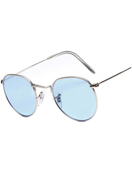 Round Colorful Round Sunglasses Women Metal Frame Sun Glasses Men Female UV400 (F) - F - CQ195UL2USY $9.63