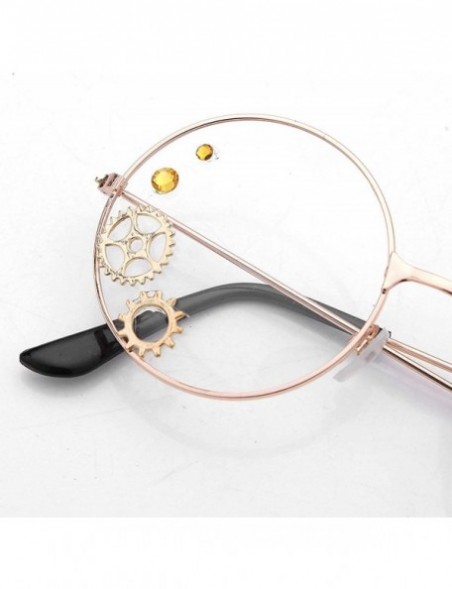 Round Steampunk Round Glasses Frame Gothic Punk Gear Chain Eyeglasses Spectacles Eyewear Halloween Cosplay Accessories - CJ19...