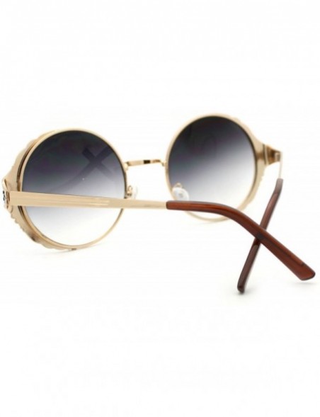 Round Lovely Vintage Fashion Round Circle Metal Frame Sunglasses - Gold - CV11OCI2KP1 $11.09