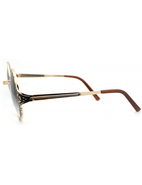 Round Lovely Vintage Fashion Round Circle Metal Frame Sunglasses - Gold - CV11OCI2KP1 $11.09