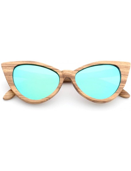 Oversized Sunglasses Solid Handmade Bamboo Wood Sunglasses For Men & Women with Polarized Lenses CH3034 - Light Blue - CG18Y8...