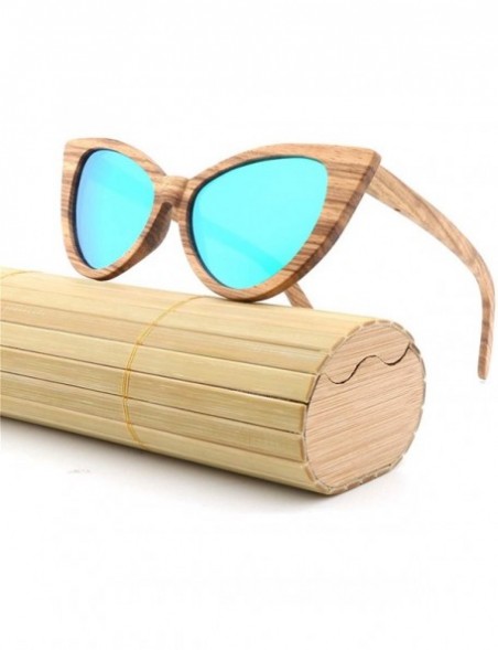 Oversized Sunglasses Solid Handmade Bamboo Wood Sunglasses For Men & Women with Polarized Lenses CH3034 - Light Blue - CG18Y8...