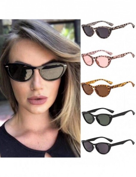 Cat Eye Oval Circle Sunglasses for Women Top Fashion Shades Retro Vintage Narrow Cat Eye Sunglasses Clout Goggles - White - C...