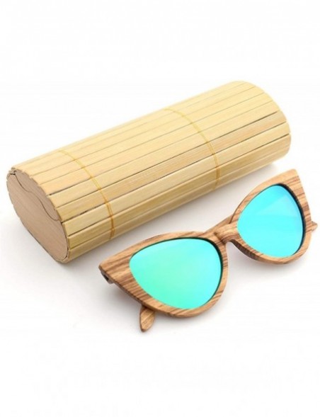 Oversized Sunglasses Solid Handmade Bamboo Wood Sunglasses For Men & Women with Polarized Lenses CH3034 - Light Blue - CG18Y8...