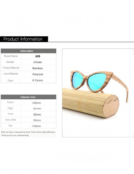 Oversized Sunglasses Solid Handmade Bamboo Wood Sunglasses For Men & Women with Polarized Lenses CH3034 - Light Blue - CG18Y8...