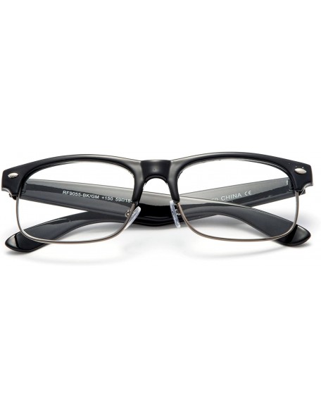 Square Babo" Slim Oval Style Celebrity Fashionista Pattern Temple Reading Glasses Vintage - 9055 Black/Gunmetal - CD12689A02F...