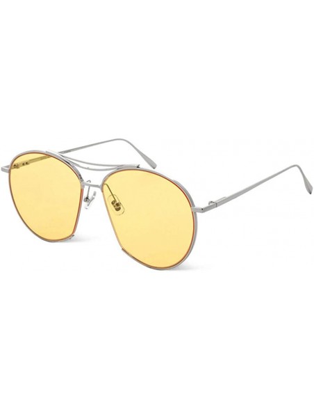 Aviator Sunglasses for Men Women Vintage Aviator Sunglasses Retro Glasses Eyewear Goggles - Jaune - C118QOD5D6A $8.33