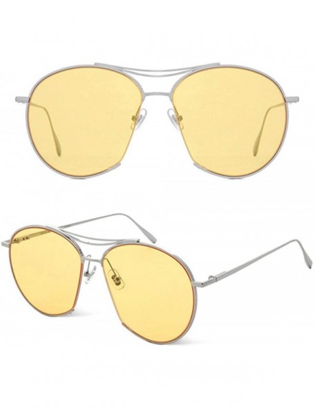 Aviator Sunglasses for Men Women Vintage Aviator Sunglasses Retro Glasses Eyewear Goggles - Jaune - C118QOD5D6A $8.33