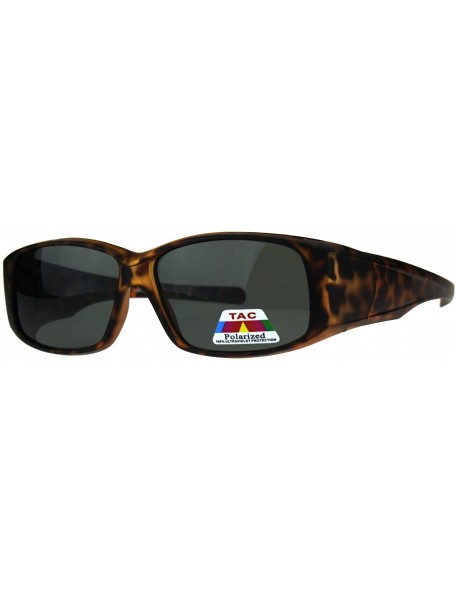 Rectangular Womens Polarized Matte Tortoise 56mm Fit Over Rectangular Sunglasses - Brown Tort - C518DWQIO8T $12.31