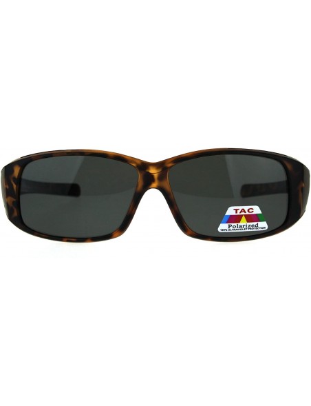 Rectangular Womens Polarized Matte Tortoise 56mm Fit Over Rectangular Sunglasses - Brown Tort - C518DWQIO8T $12.31