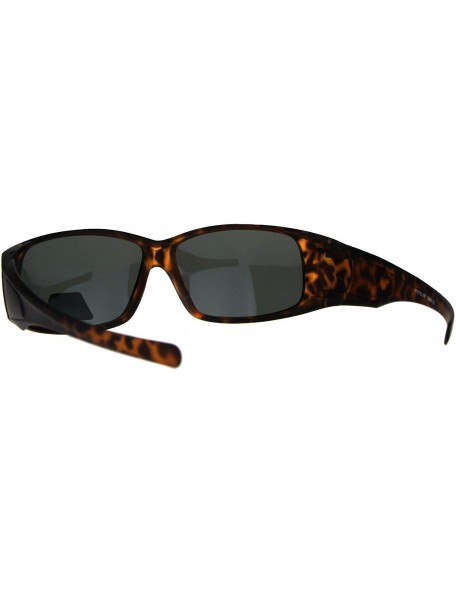 Rectangular Womens Polarized Matte Tortoise 56mm Fit Over Rectangular Sunglasses - Brown Tort - C518DWQIO8T $12.31