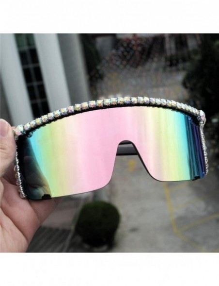 Square Womens Sunglasses Bold Thick Oversized Frame Silver Bling Flat Top One Piece Sunglasses UV 400 - Multicolor - C718TYKA...