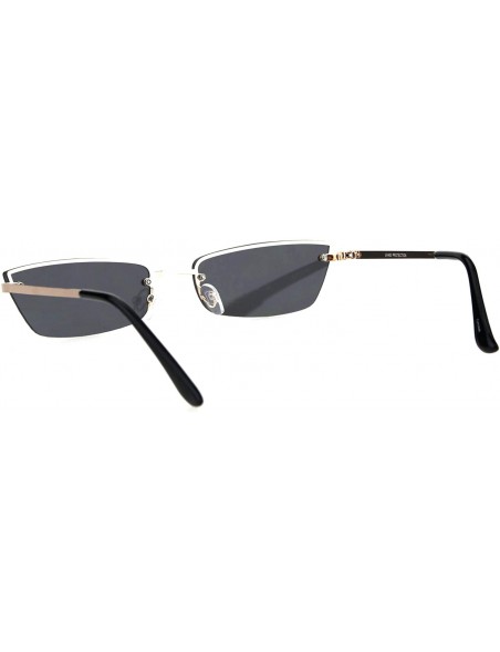 Rimless Womens Half Rim Rimless Style Sunglasses Chic Skinny Rectangular Shades - Gold (Black) - CT18O59WDIS $12.34